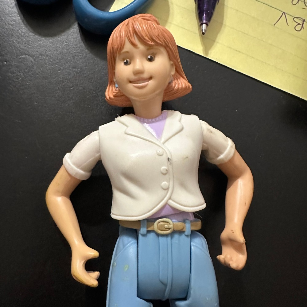 Vintage 1998 Fisher Price Loving Family Dollhouse Mom Figure Red Hair Blue Pants